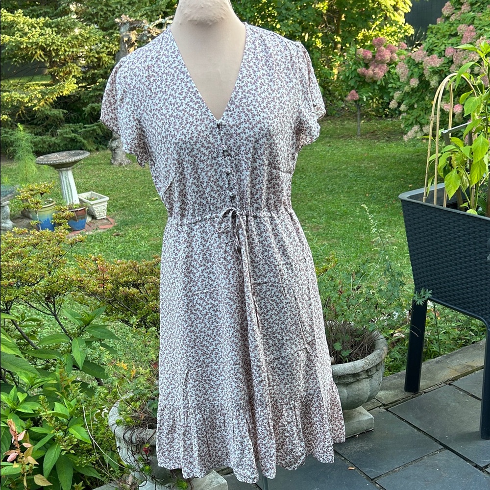 Rails pink black & white Midi Dress floral midi SZ M